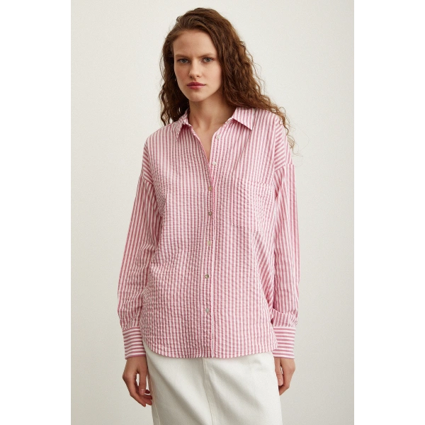 Çizgili Gömlek Pembe