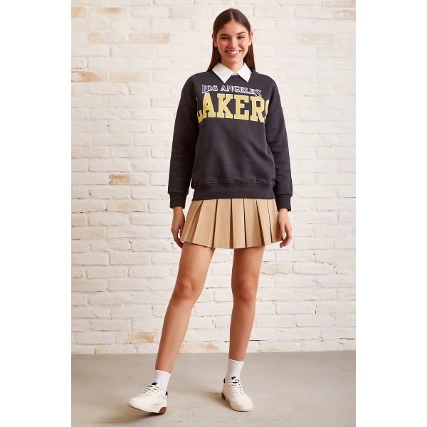 Lakers Baskılı Sweatshirt Antirasit