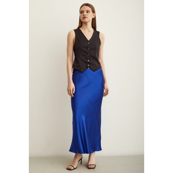 Verev Saten Etek Lacivert