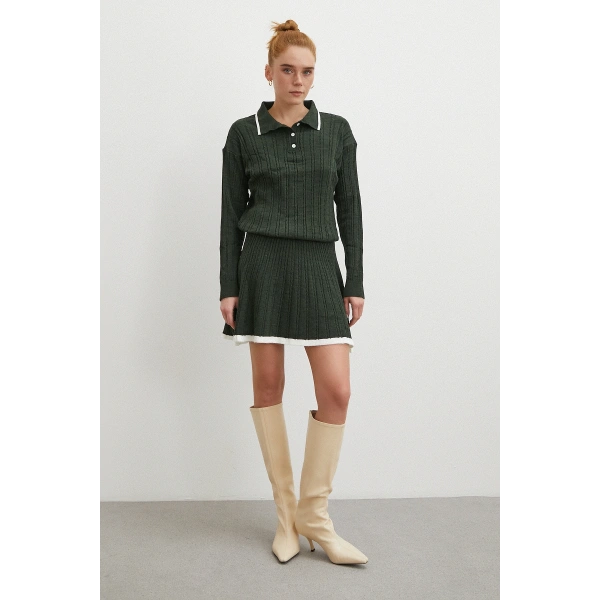 Polo Yaka Etekli Takım Haki