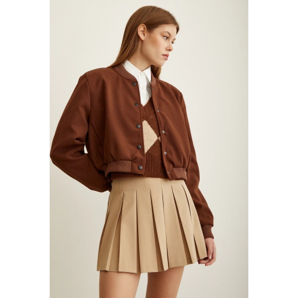 Astarlı Çıt Çıtlı Mont Kahve