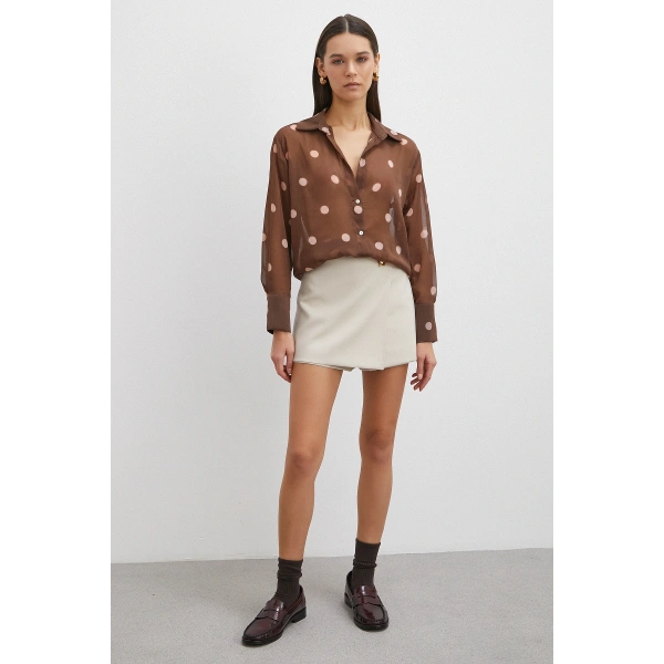 Desenli Yoryo Gömlek Kahve