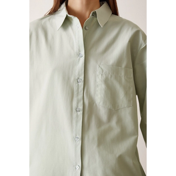 Pamuklu Klasik Gömlek Mint