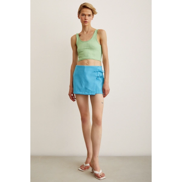 Askılı Crop Bluz Yeşil