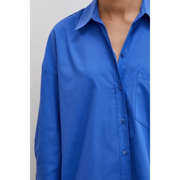 Pamuklu Klasik Gömlek İndigo