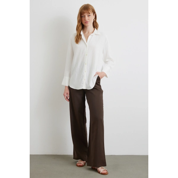 Paralel Çizgili Gömlek Beyaz