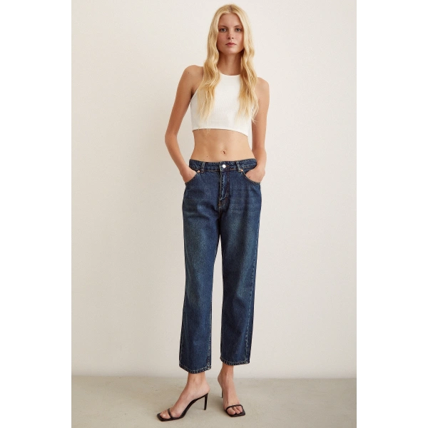 Yüksel Bel Mom Jean Lacivert