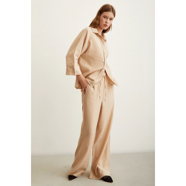 Beli Lastikli Pantolon Bej