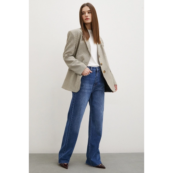 Ekose Blazer Ceket Kahve