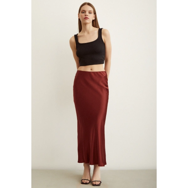 Verev Saten Etek Bordo