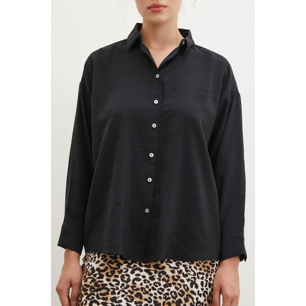 Basic Modal Gömlek Siyah