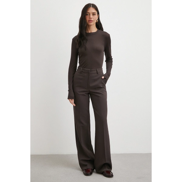 Yüksek Bel Klasik Pantolon Kahve