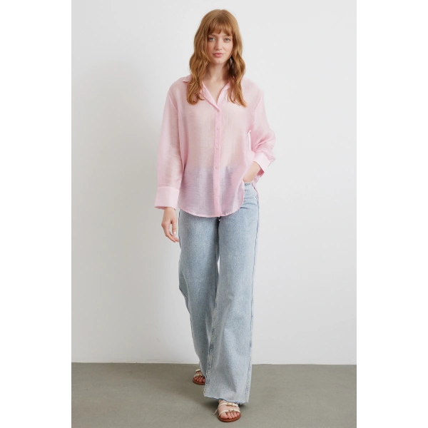 İnce Modal Gömlek Pembe