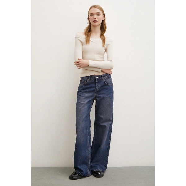 Kayık Yaka Bluz Bej