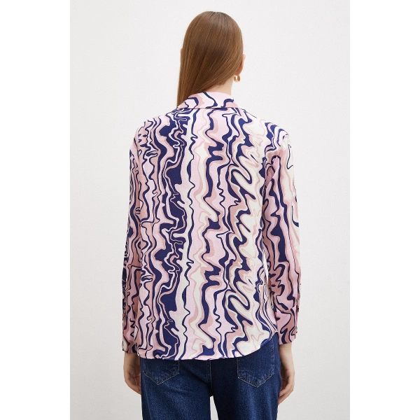 Wave Effect Basic Gömlek Pembe