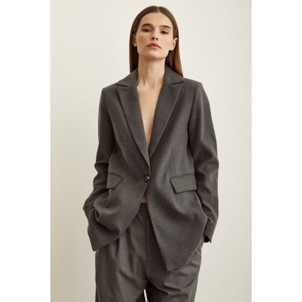 Slim Fit Blazer Ceket Gri