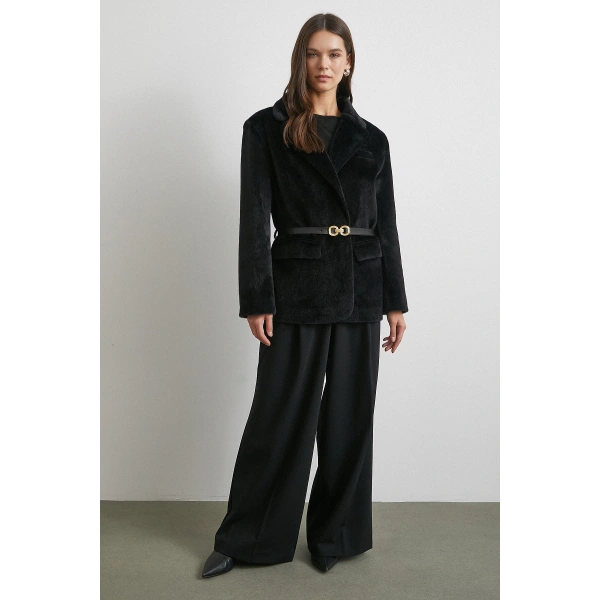 Kemer Tay Flock Ceket Siyah