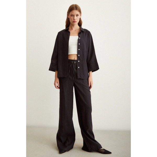 Beli Lastikli Pantolon Siyah