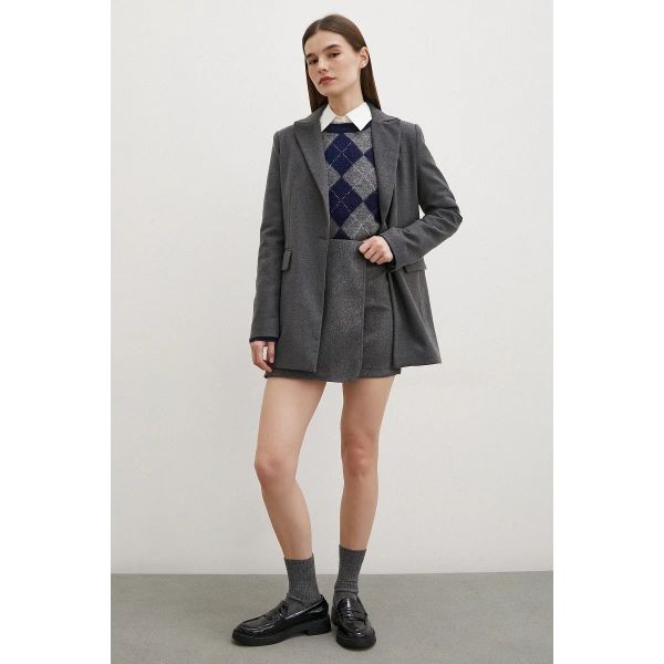 Önü Katlı Kaşe Etek Antirasit