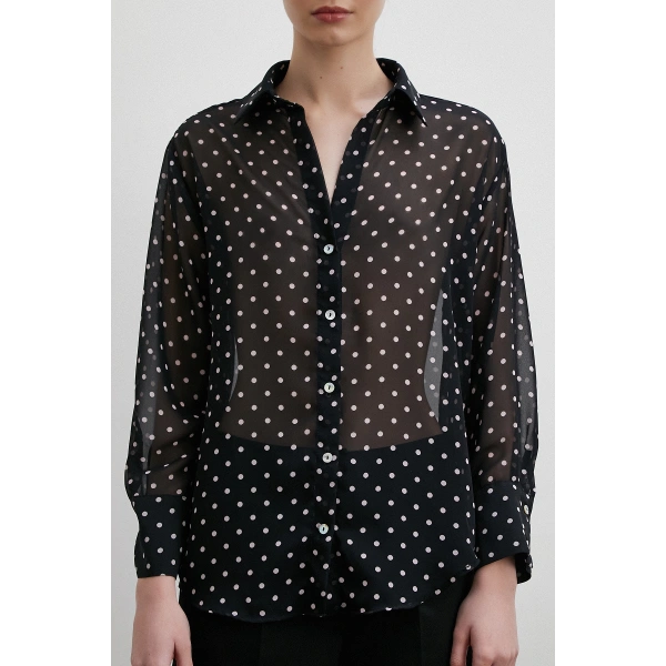 Puantiyeli Gömlek Siyah