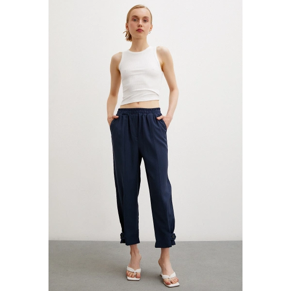 Lastikli Salaş Pantolon Lacivert