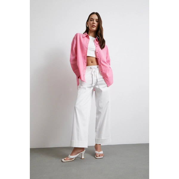 Lendy Keten Gömlek Pembe