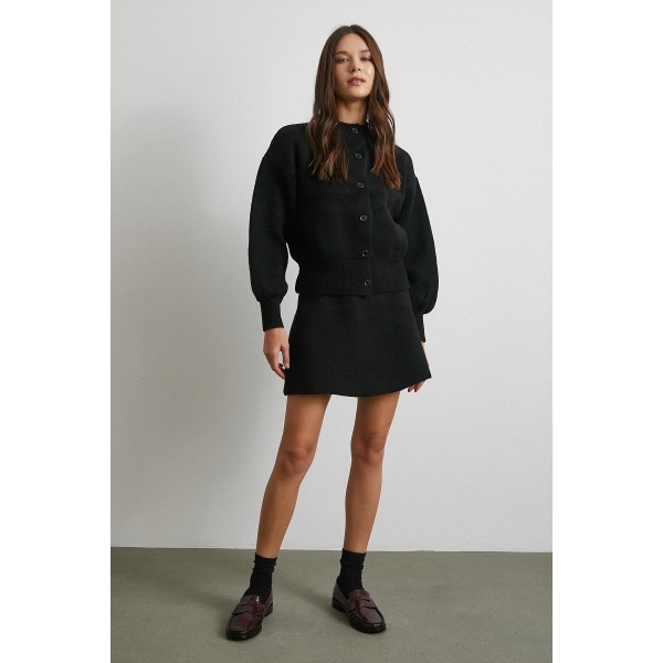 Hırka Etek Triko Takım Siyah