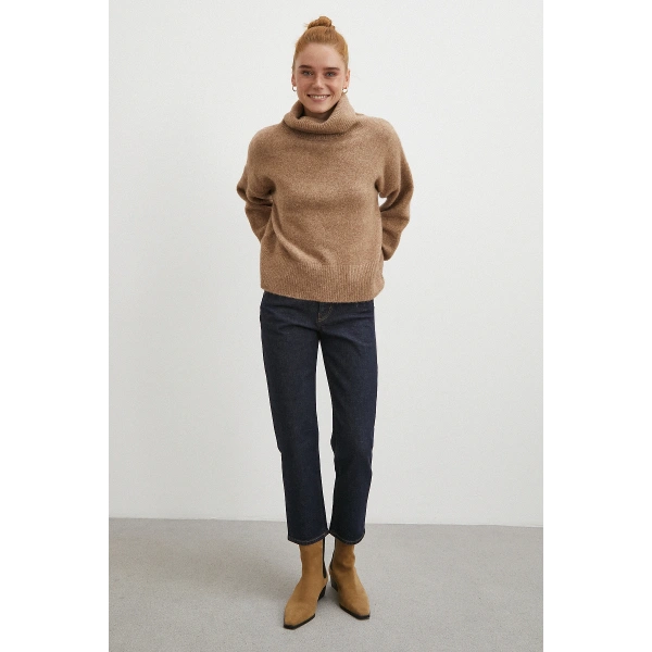 Yüksek Bel Dar Paça Jean Lacivert