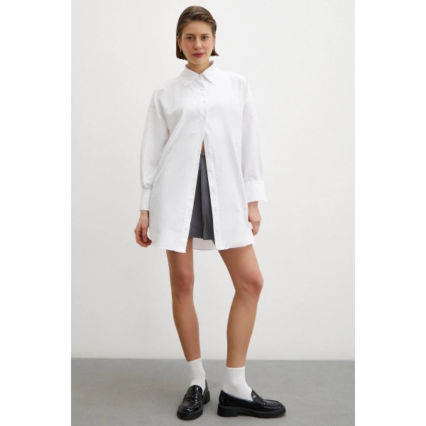 Gömlek Etek Elbise Gri