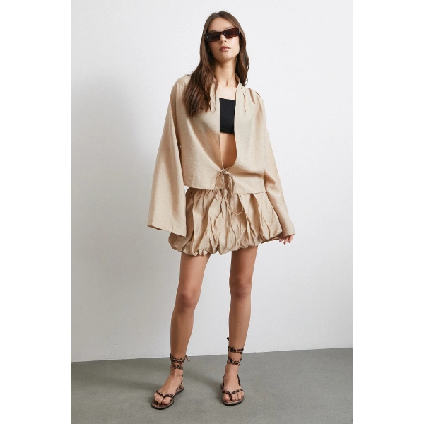 Astarlı Balon Etek Bej