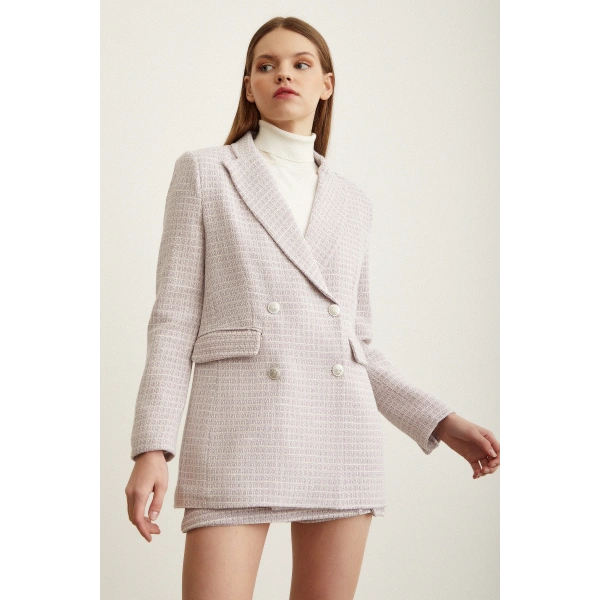 Kırçıllı Yırtmaçlı Şort Etek Lila