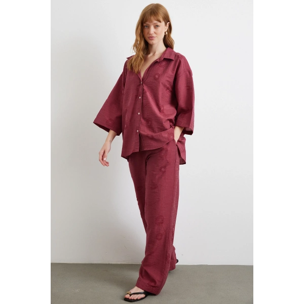 Arka Cepli Salaş Pantolon Bordo