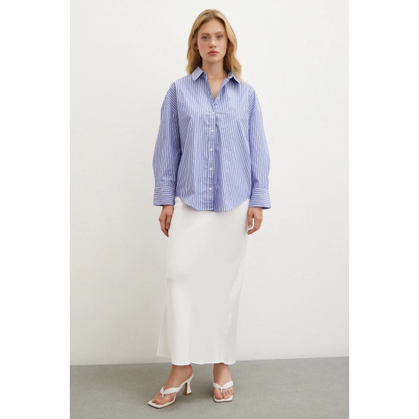 Çizgili Gömlek Mavi