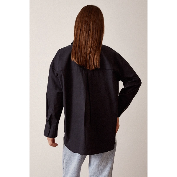 Boyfriend Basic Gömlek Siyah