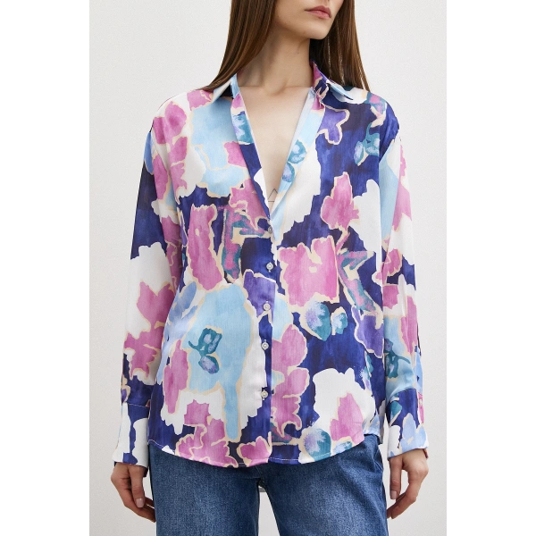 Desenli Gofret Gömlek Lacivert