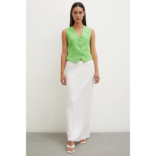 Düğmeli Yelek Fıstık Yeşili