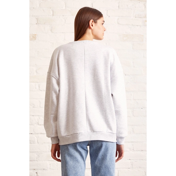 Şardonlu Texas Sweatshirt Gri