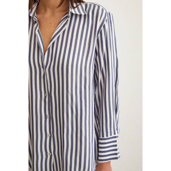 Multi Çizgili Gömlek Lacivert