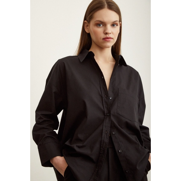 Poplin Gömlek Siyah