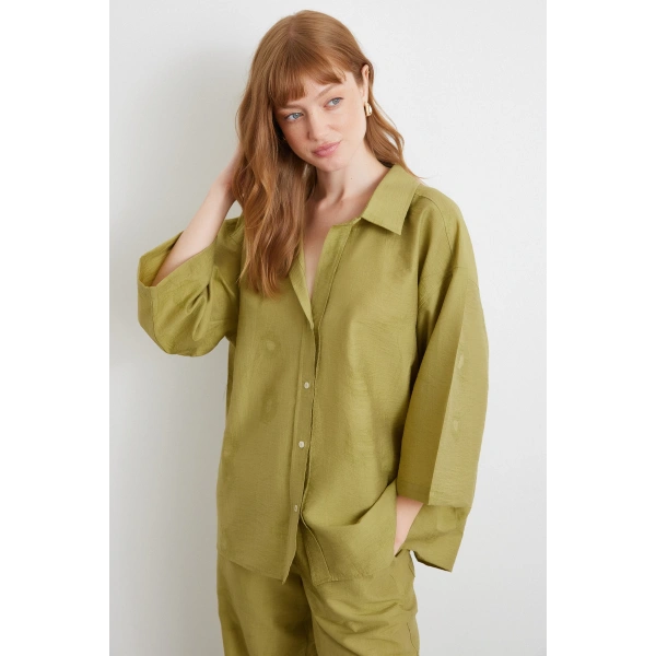 Arka Cepli Salaş Pantolon Yeşil