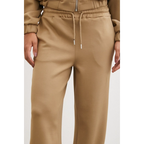 Lastikli Cepli Eşofman Altı Camel