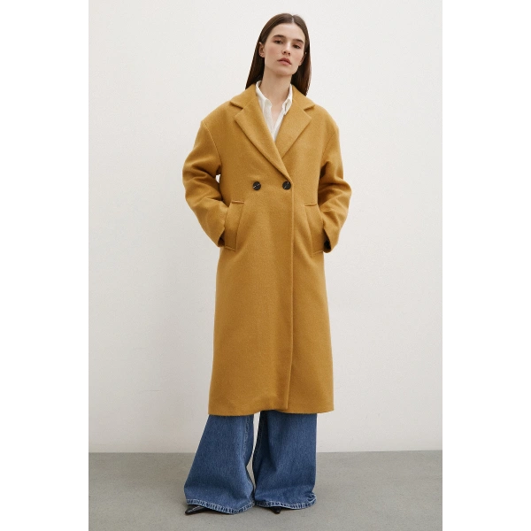 Midi Boy Tüylü Kaban Kahve