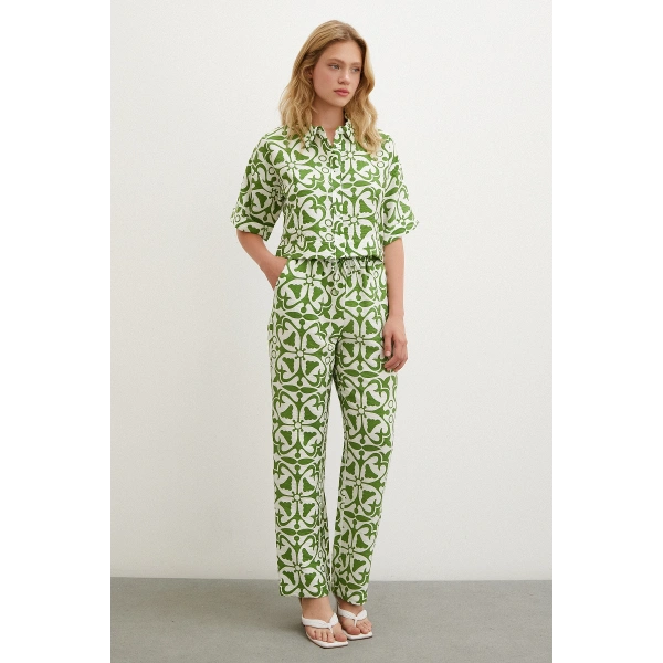 Kısa Kollu Crop Gömlek Yeşil