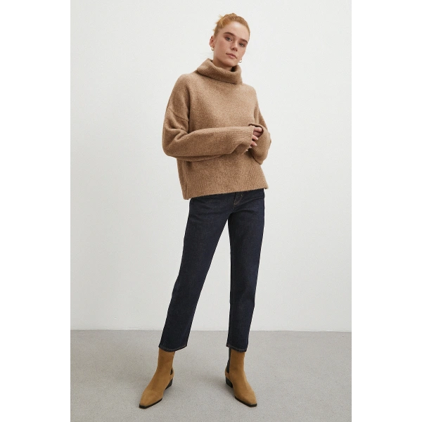 Yüksek Bel Dar Paça Jean Lacivert