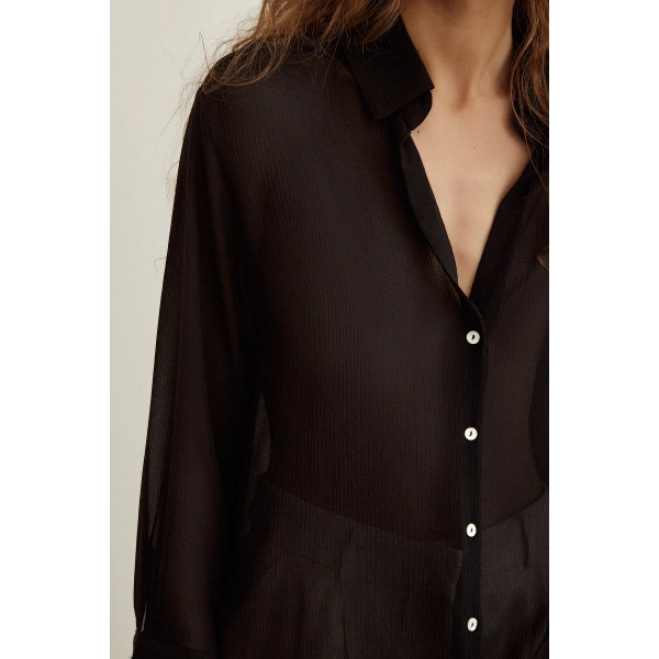 Şifon Gömlek Siyah