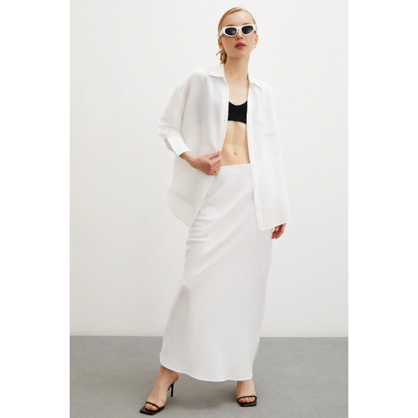 Fakir Kol Keten Gömlek Beyaz