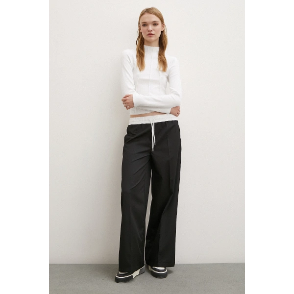 Önü Dikişli Bluz Beyaz