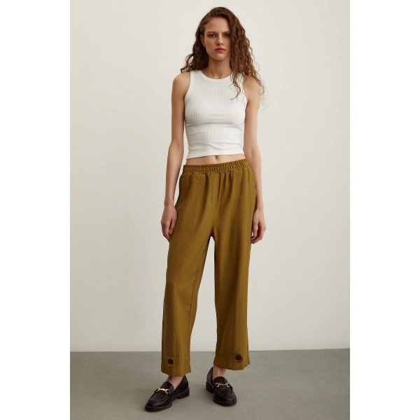 Lastikli Salaş Pantolon Haki
