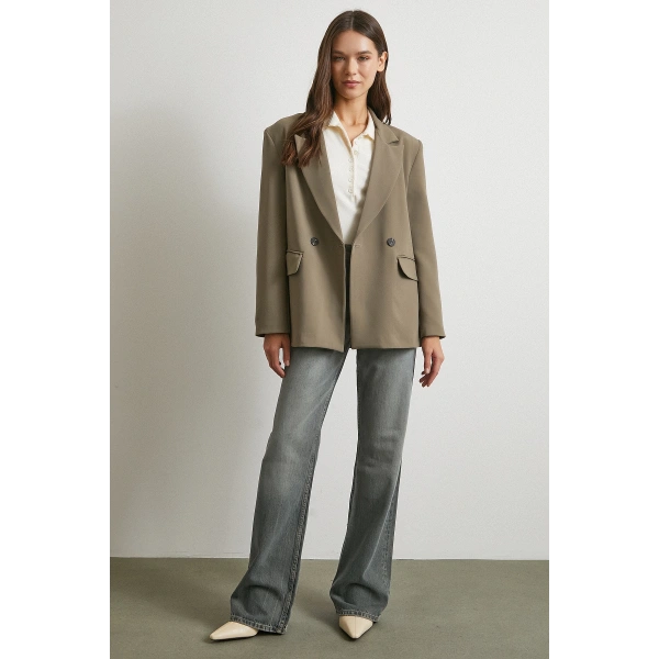 Beş Cepli Yüksek Bel Jean Füme