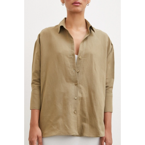 Yırtmaçlı Fakir Kol Gömlek Haki